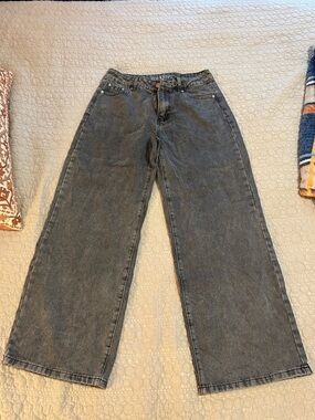 J for Justify Washed Black Wide Leg Jeans